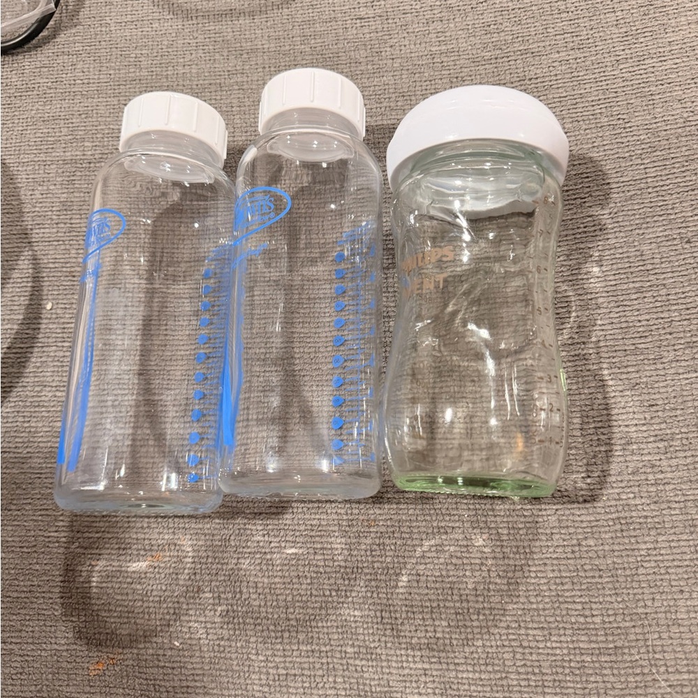 Set of Three GLASS Baby Bottles 🍼